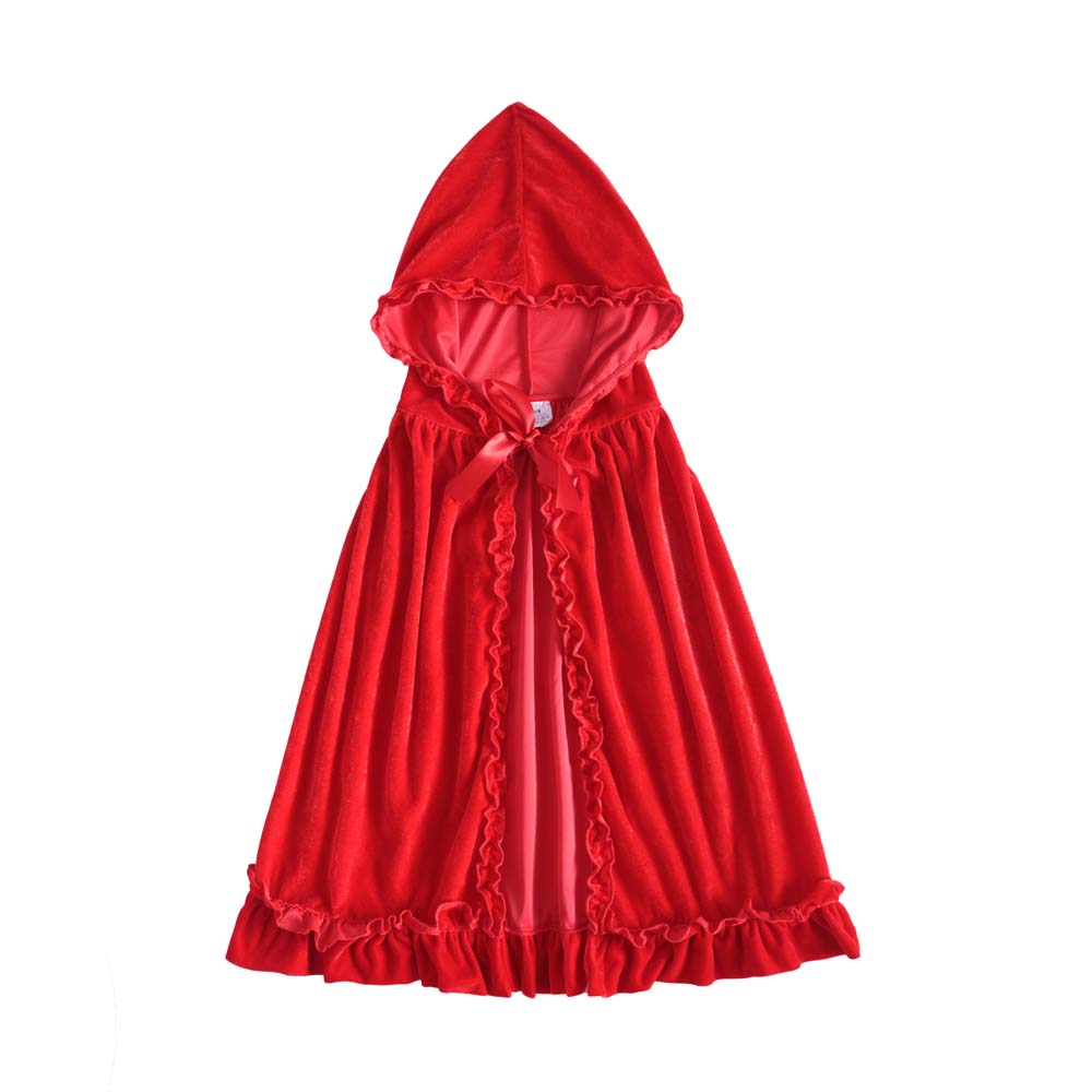 Cape en velours pour cosplay, petit chaperon rouge, dentelle, adaptée pour Halloween et Noël, 550550
