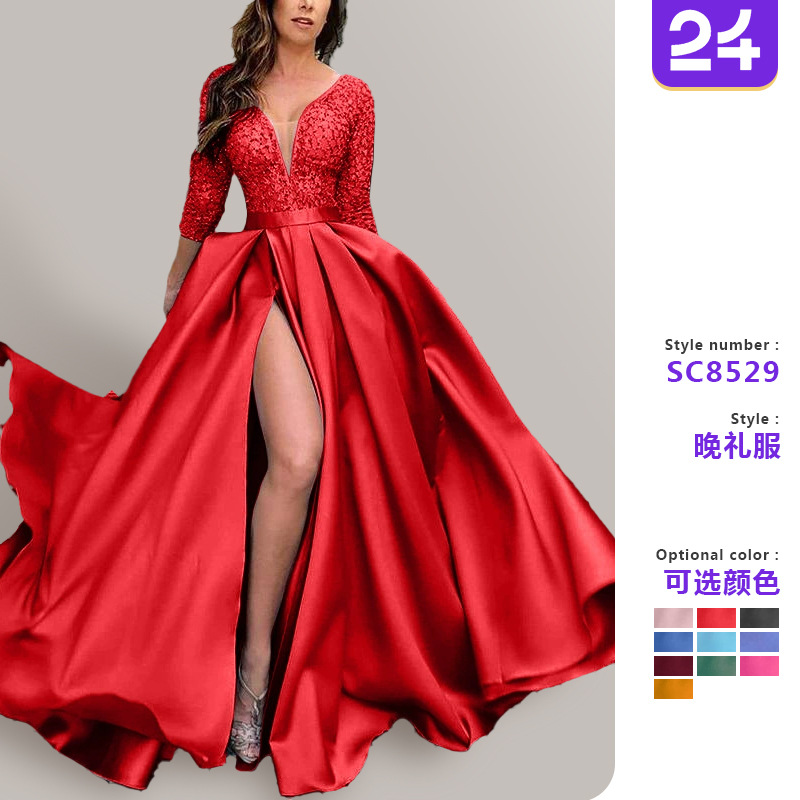 Robes pour femmes Printemps-Été 2026, dentelle, paillettes, grande jupe ample, robe de soirée sexy à longue traîne, vêtements pour femmes, vestidos