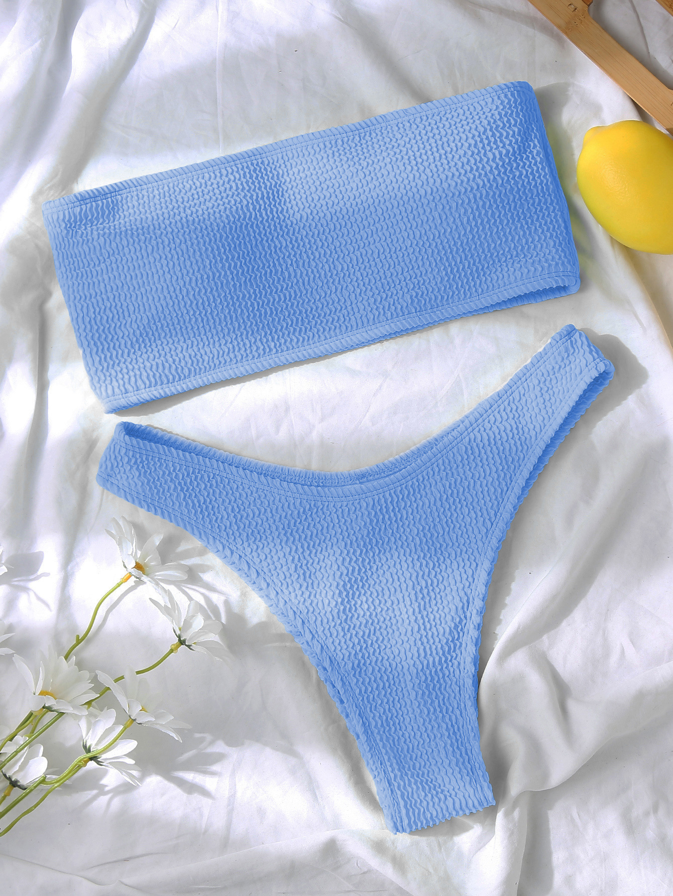 Maillot de bain femme 2026 – Nouveau bikini sexy bandeau deux pièces, sans bretelles, épaules dénudées, dos nu, tenue de plage estivale