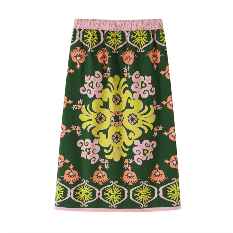 Ensemble de jupes imprimées pour femmes, automne, haut à manches longues à col en V et lacets, jupe à taille mi-haute et élastique, ensemble 2 pièces décontracté et tendance pour femmes