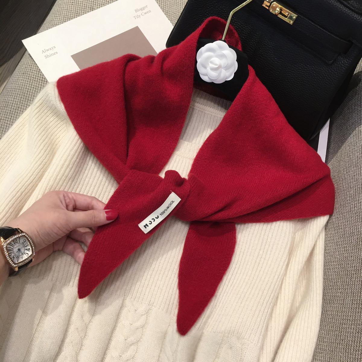 2025 femmes laine mélange écharpe Triangulaire châle hiver chaud doux tricoté col écharpe Bandana multi-fonctionnel petites écharpes en laine