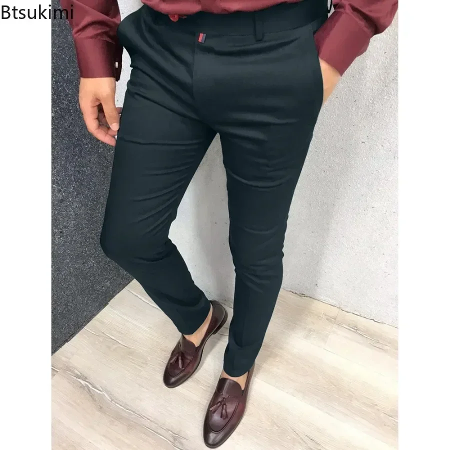 Pantalon décontracté pour hommes, mode quotidienne, formel, taille haute, Slim, solide, polyvalent, petits pieds, quatre saisons, 2026