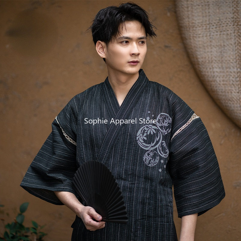 Ensemble de salon d'été kimono japonais pour hommes Jinbei ensembles de pyjama pour hommes vêtements de nuit Yukata