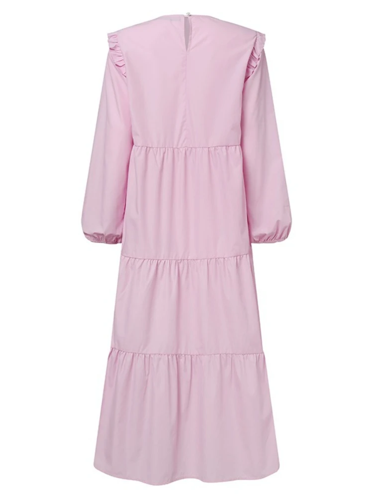 Robe longue vintage à volants pour femmes musulmanes, manches longues, Kaftan marocain, Abaya décontractée, Hijab, Turquie, Printemps