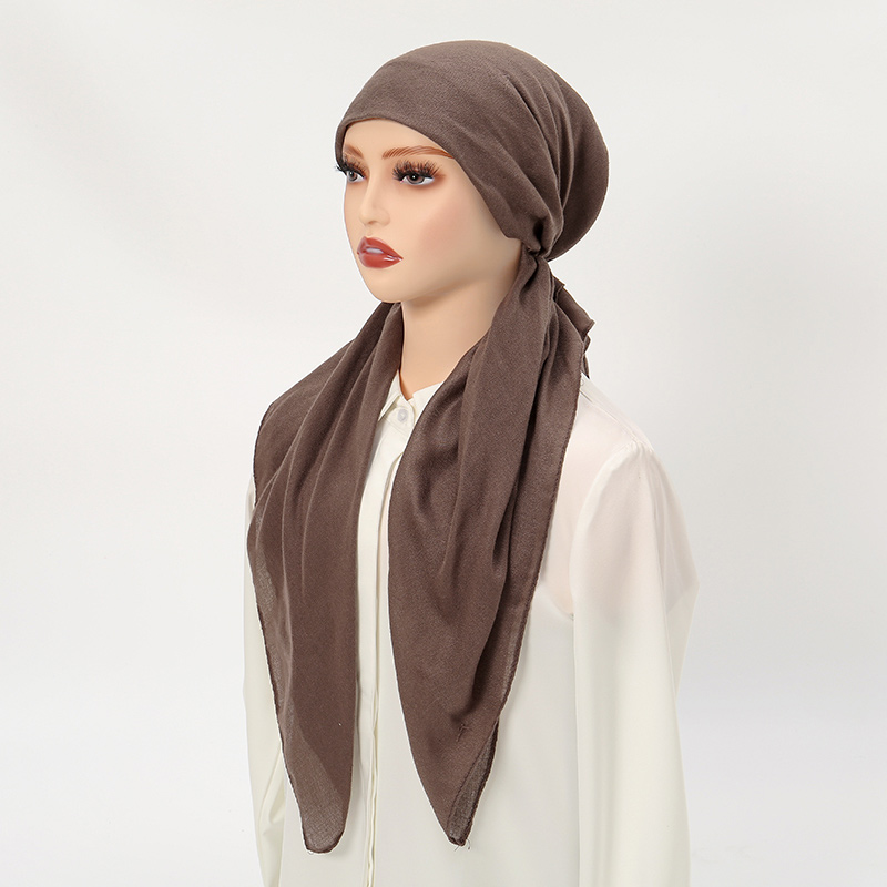 Foulard Hijab instantané musulman, turban optique solide, bonnet de nuit pour dormir, bonnet élastique en coton pour cheveux, nouveau