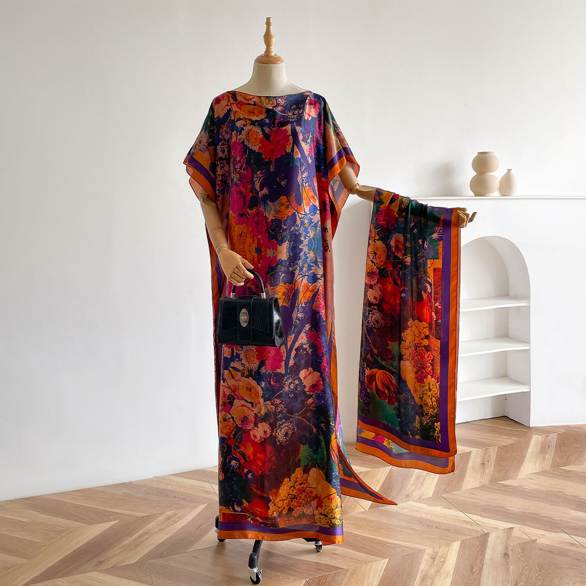 Châle long pour femme, style Dubaï, design MUMU, en soie douce, accessoire de robe de plage estivale, coupe ample, Abaya africaine MOOMOO