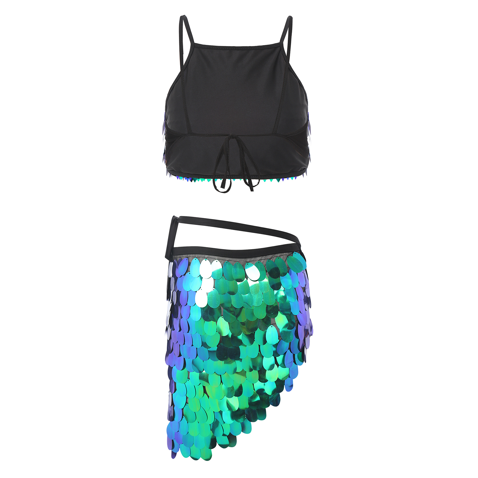 Costume de danse du ventre sexy pour femmes, tenues à paillettes brillantes, caraco à pampilles scintillantes, jupes écharpe de hanche, tenue de boîte de nuit de danse rave