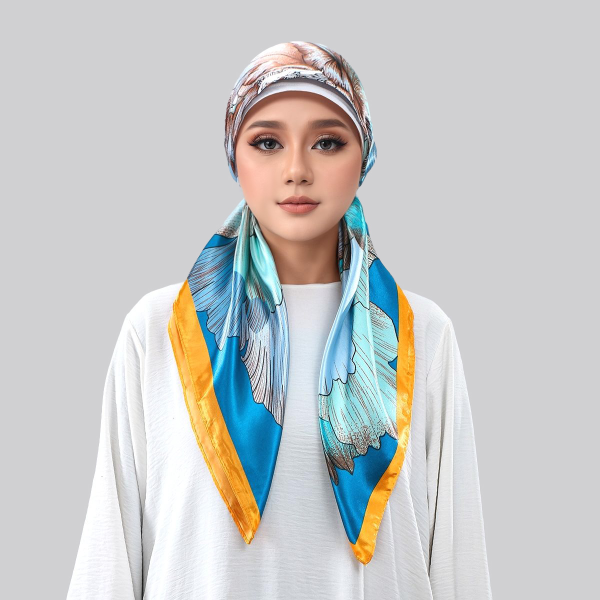 Hijab imprimé tendance, châle antidérapant pour femmes, écharpe avec bande antidérapante, foulard musulman, turban, couvre-chef pour l'Aïd en Malaisie