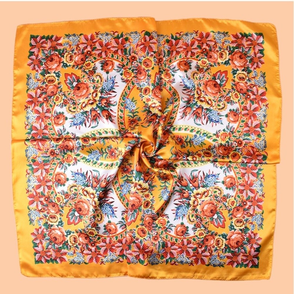 Écharpes en soie imitation 90x90cm, imprimé floral, toucher soyeux, écharpes carrées imprimées, multifonctionnelles, fines, respirantes, écharpes pour le cou