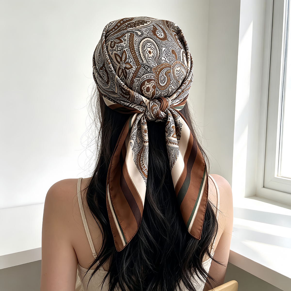 Nouveau Foulard en Satin Doux 2026 pour Femme, Imprimé Paisley, Écharpes Carrées et Châles pour Dames