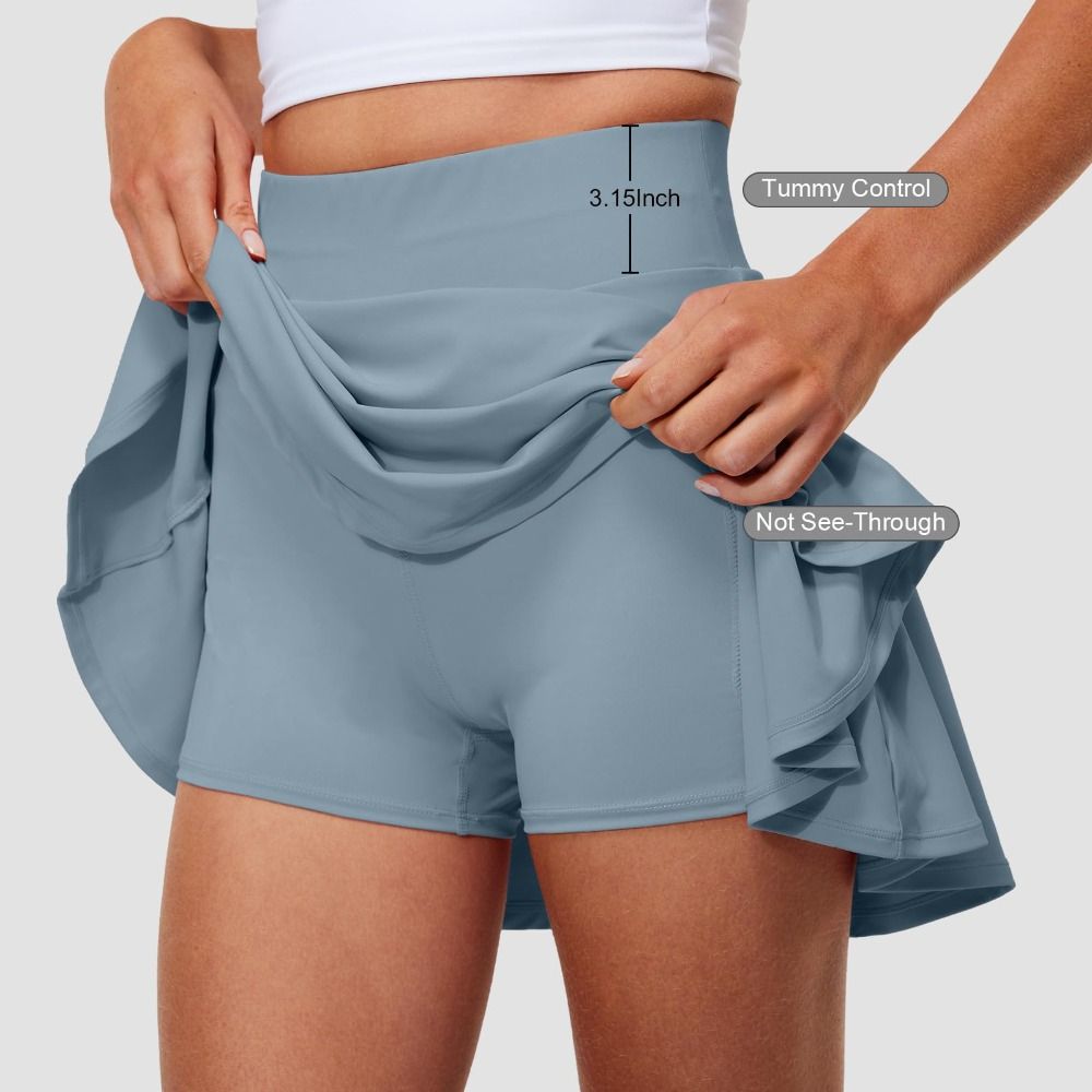 Jupes de tennis plissées avec contrôle du ventre, poches intégrées, style croisé, taille haute, avec short intégré, idéales pour le golf