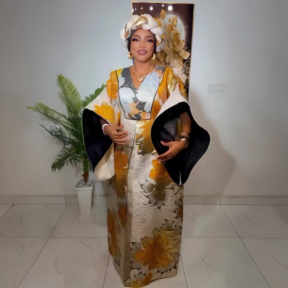 Robes Africaines Élégantes Femme 2025 – Robes de Luxe Turques pour Femme Africaine – Robes Africaines de Luxe pour Femme avec Foulard
