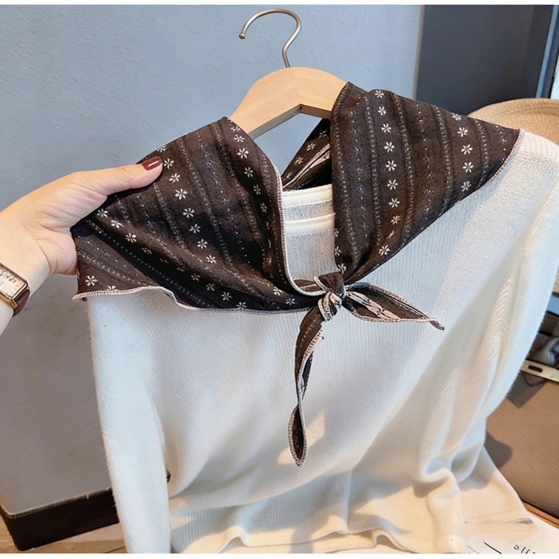 Foulards triangulaires en coton pour femmes, écharpe de cheveux rayée à imprimé Floral, châle littéraire en lin pour filles, couvre-chef rétro doux et respirant