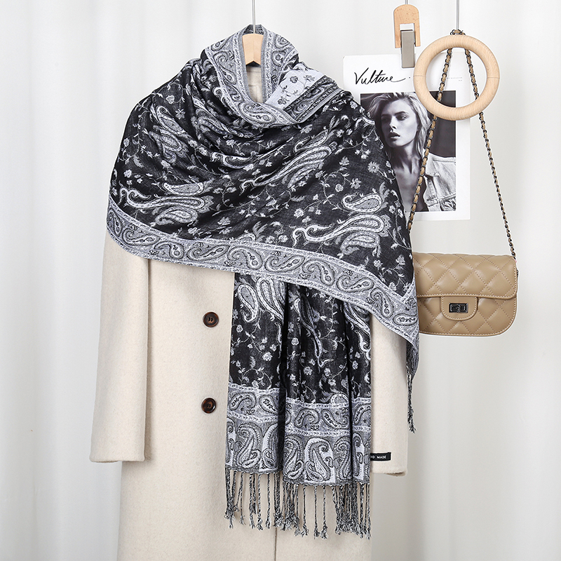 Ethnique Paisley broderie Viscose Hijab rétro noix de cajou coton femmes musulmanes écharpe enveloppes dames élégant châles Turban foulard