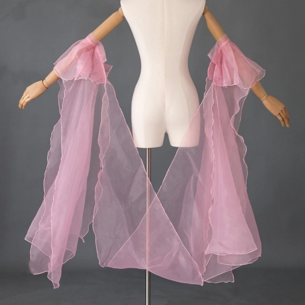 Manches de danse Hanfu chinoises classiques en organza fluide avec lacets, châle de fée en dentelle, accessoire de danse ethnique