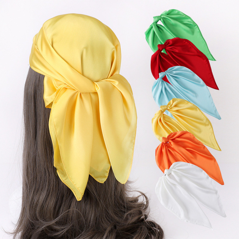 Foulard imprimé pour femme, hijab, bandana, mouchoir, écharpe en soie, châle carré de luxe pour femme, couvre-chef
