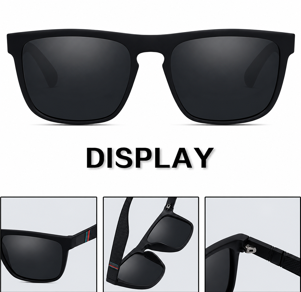 Lunettes de soleil polarisées pour hommes et femmes, monture carrée de luxe, UV400, pour la conduite, la pêche, le cyclisme, la marche, la plage, les sports de plein air