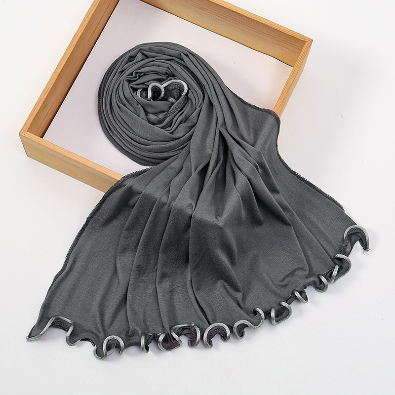 Foulard Hijab en Jersey de coton Modal pour femmes, châle extensible, foulard musulman uni, mode couleur unie, Long silencieux, Turban islamique