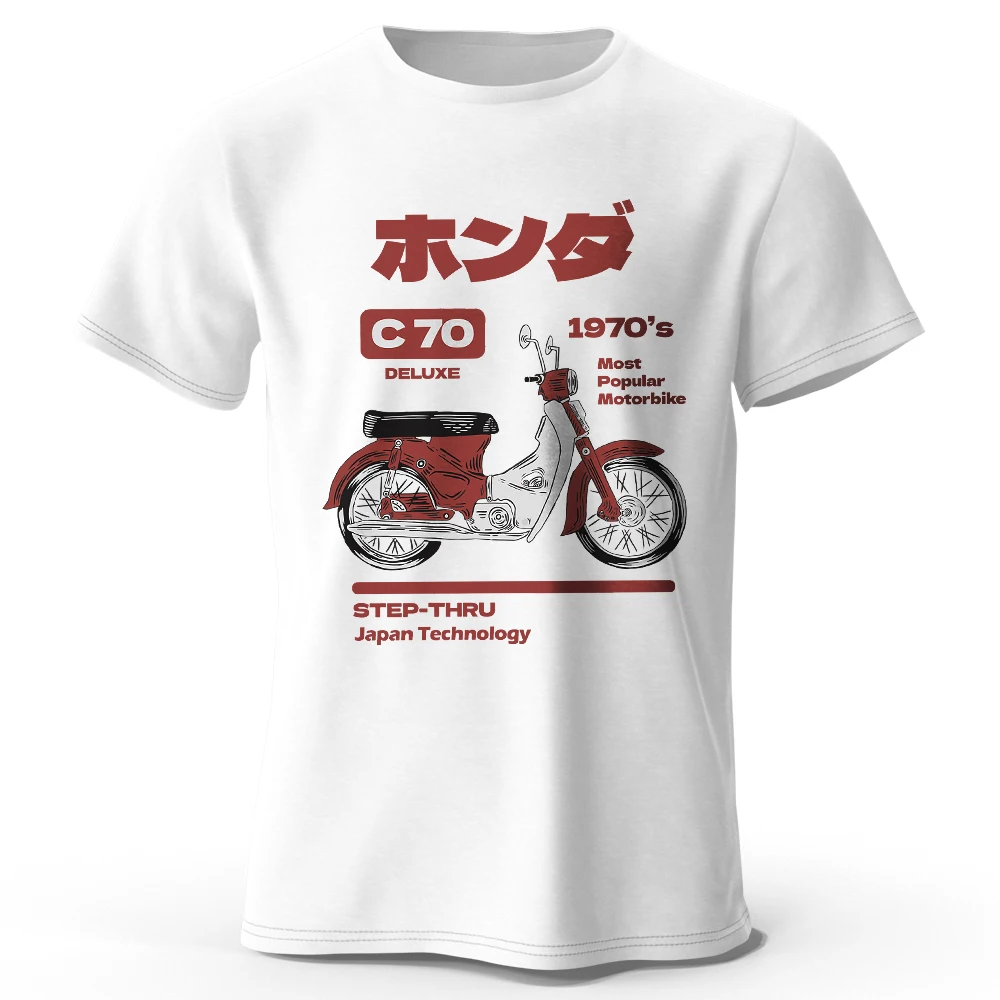T-Shirt 100% coton imprimé moto rétro japonais, T-Shirt à manches courtes à col rond doux et respirant, Style Vintage unisexe