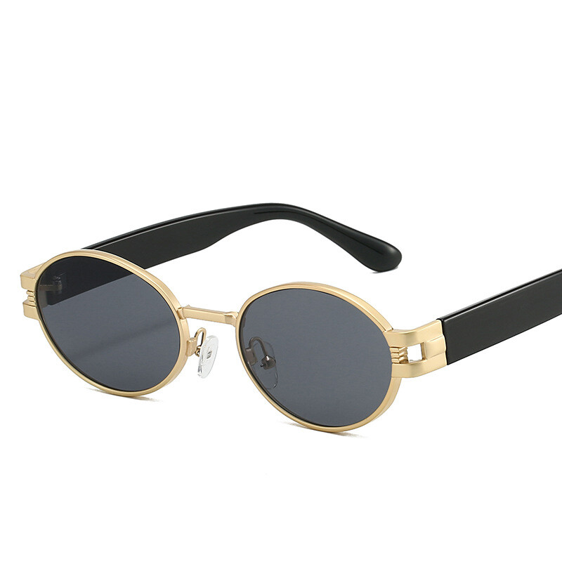 Lunettes de soleil ovales en métal pour hommes et femmes, nuances de lunettes noires, créateur unisexe, marque de luxe, mode, UV400