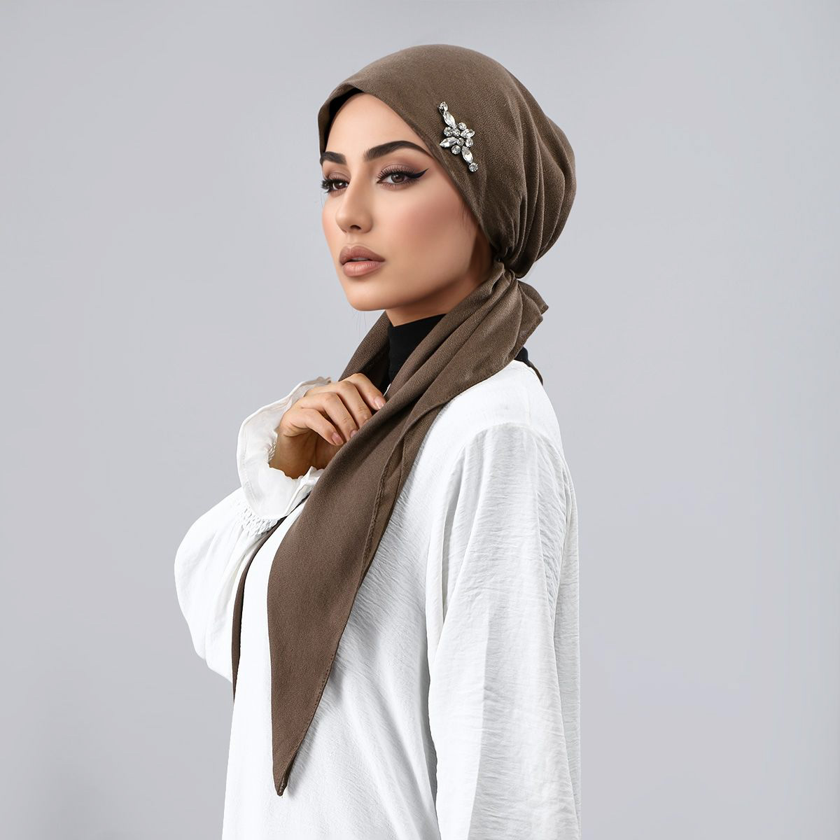 Hijab en coton et lin musulman, tendance, avec strass estampés à chaud, chapeau foulard en coton et lin, doux et agréable pour la peau, couvre-chef