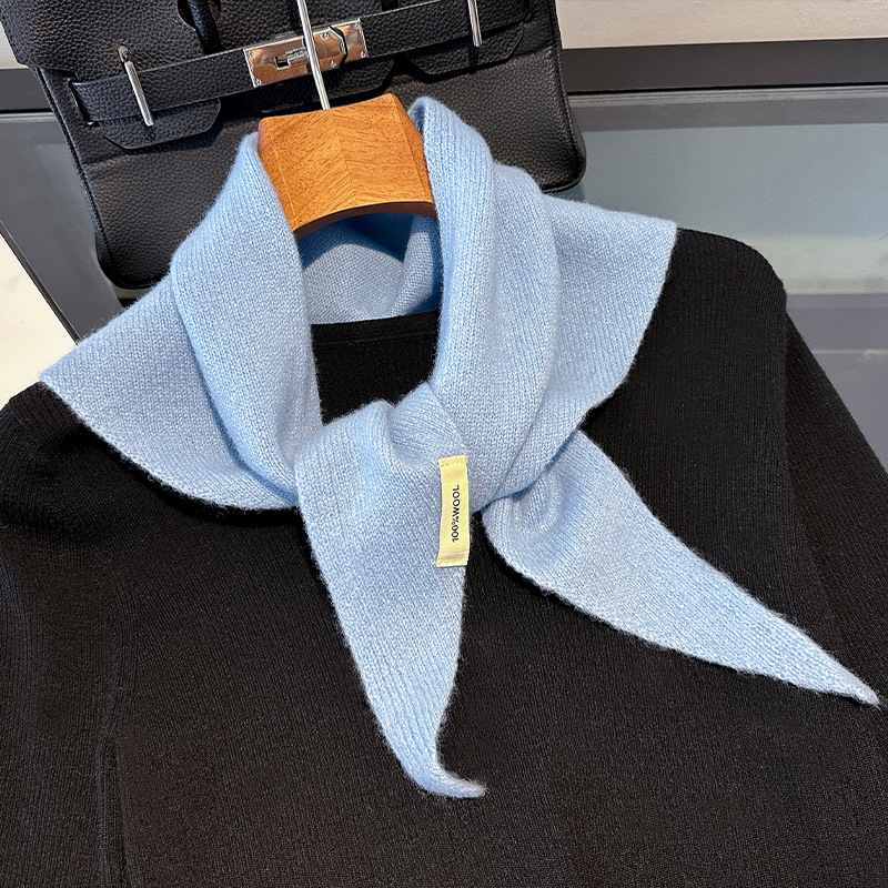 Écharpe tricotée rouge pour femme, 100% laine, chaude, couleur unie brillante, châle épais, Triangle doux, col Pashmina, nouvelle collection hiver