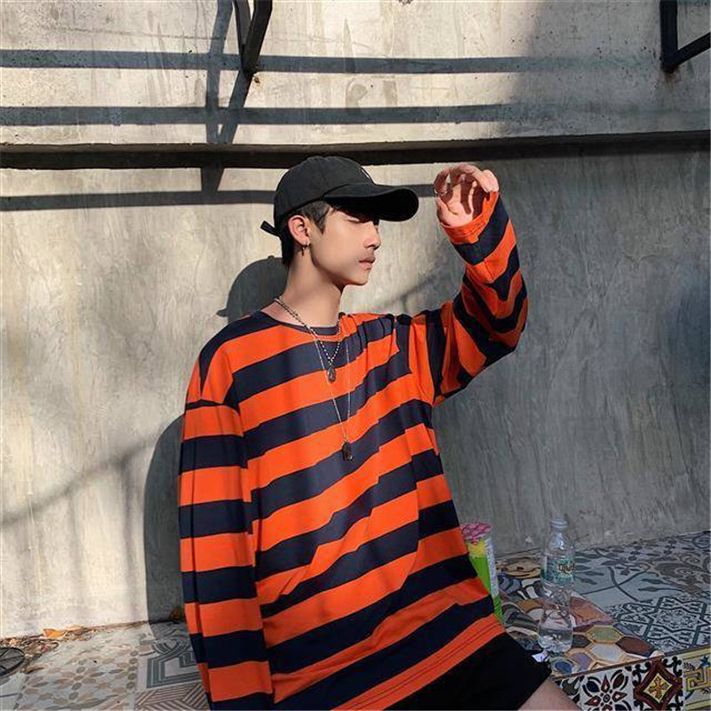 T-shirt à rayures pour homme, mode automne 2023, style coréen hip-hop, hauts décontractés pour femmes, vêtements Ulzzang, t-shirts blancs pour hommes