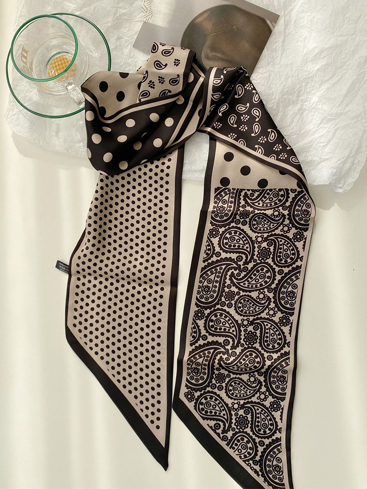 2025 foulard imprimé noix de cajou foulard en soie ruban mince foulard en soie femme étroit Long multi-fonctionnel ruban décoratif écharpe