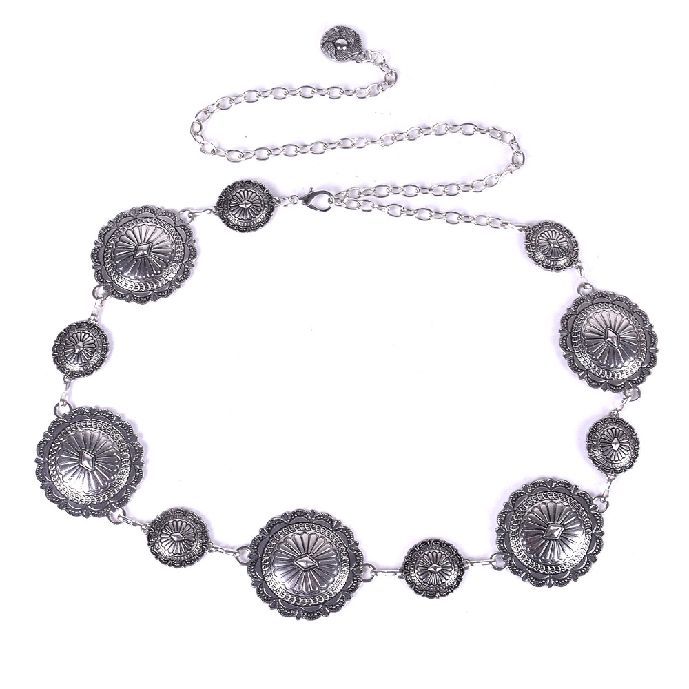 Ceinture de taille en métal pour femmes, style rétro, or et argent, chaîne de taille, look tendance, ceinture cadeau