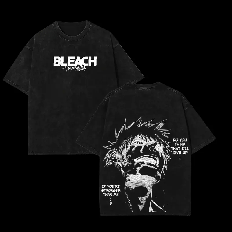 Bleach Kurosaki Ichigo imprimé vêtements hommes femmes à manches courtes T-shirts lavé coton t-shirt Vintage t-shirt décontracté Harajuku t-shirt