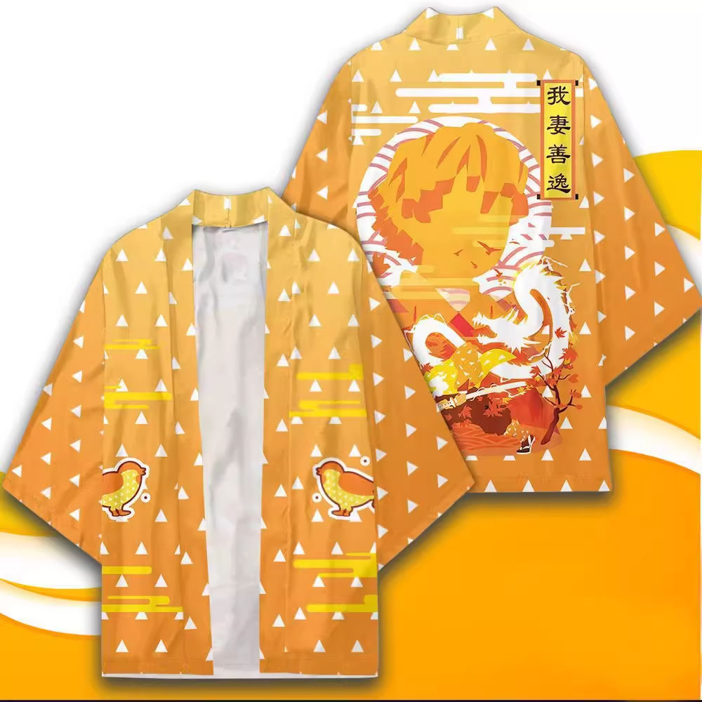 Cardigan Kimono imprimé avec personnage d'anime japonais, pour hommes et femmes, Costume traditionnel japonais imprimé papillon Kochou Shinobu, été
