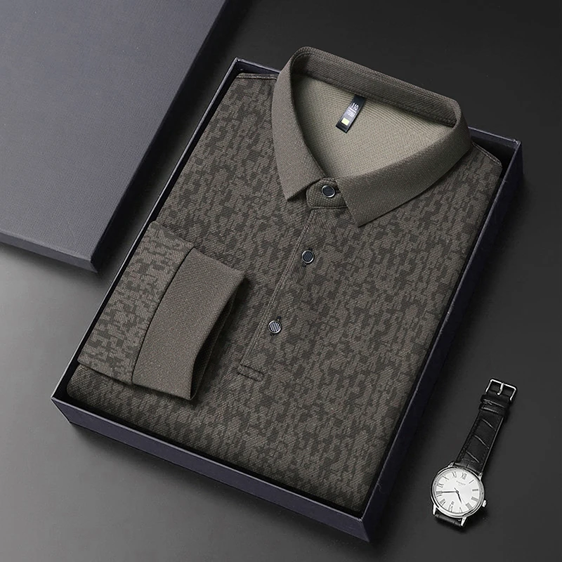 Nouveau Polo Homme 2026 à Manches Longues Imprimé Tendance Édition Coréenne – T-shirt d'Été Confortable et Polyvalent