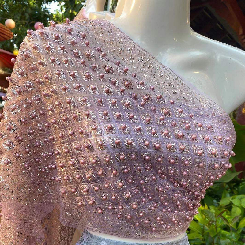 Châle en maille de dentelle pour femmes, écharpe scintillante, perles rondes, cape ronde, costume de danse, fête de vacances, plage ethnique, voyage, thaïxiété, RON