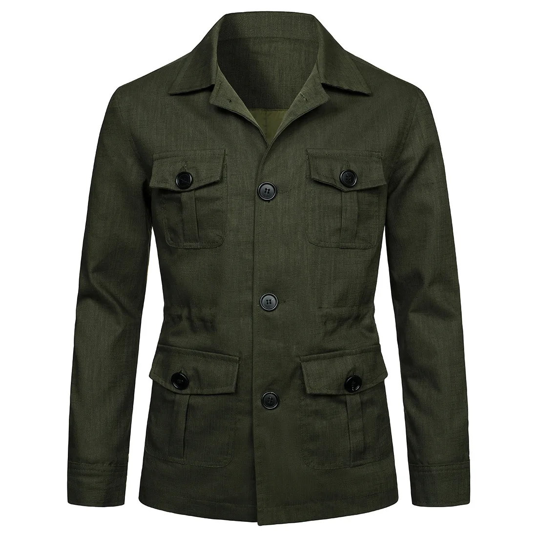 Veste à simple boutonnage pour hommes avec poches, col rabattu, manches longues, épissure régulière décontractée, manteau monochrome, automne, hiver
