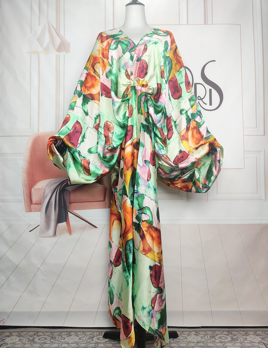 Robe maxi à fleurs style bohème pour femmes musulmanes, caftan à col V, vêtements africains surdimensionnés pour Ramadan Abaya, Bahreïn, 2022
