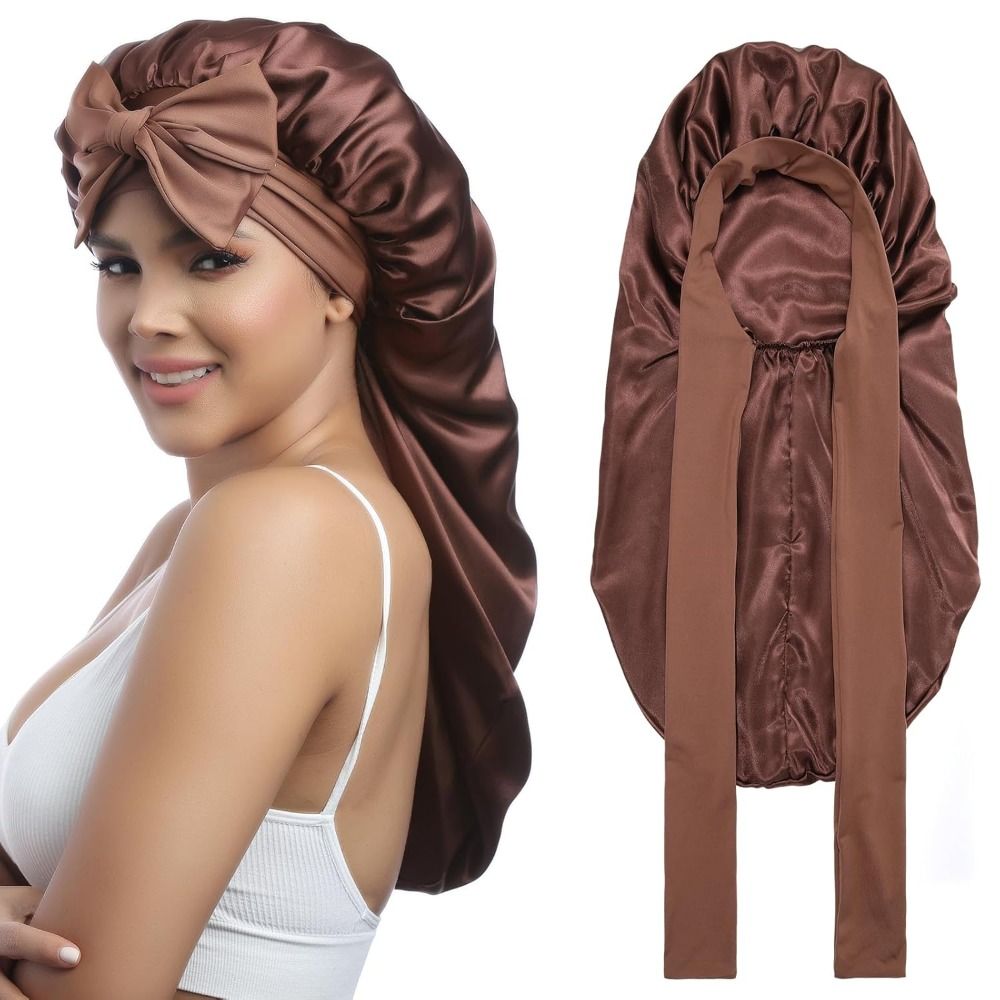 Bonnet en satin extra long doublé de satin pour cheveux bouclés, bonnet ajustable pour tresses, protection des cheveux, bonnet de nuit pour femmes