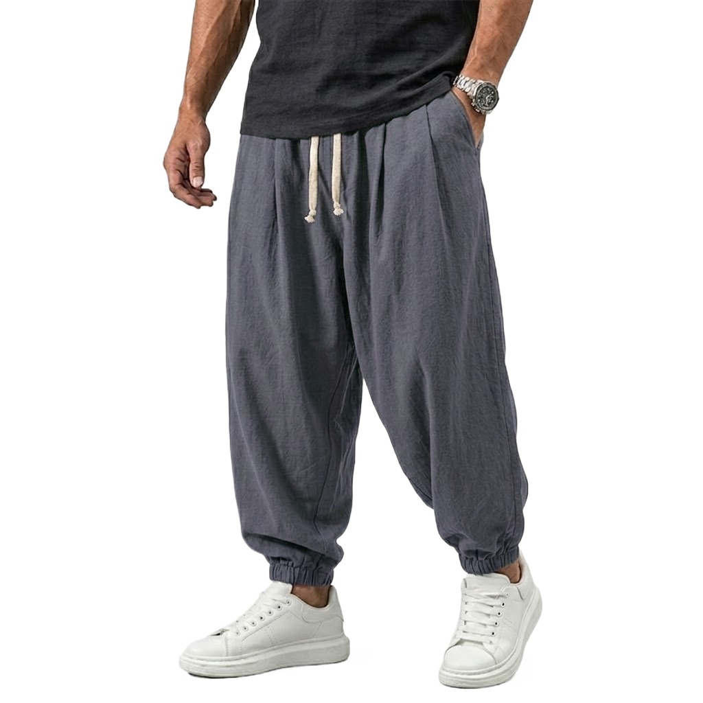 Pantalon en lin coréen pour homme, pantalon en coton, pantalon de sport, pantalon décontracté pour homme, pantalon ample de style harem pour l'automne, pantalon à cordon de serrage pour le printemps, streetwear pour homme