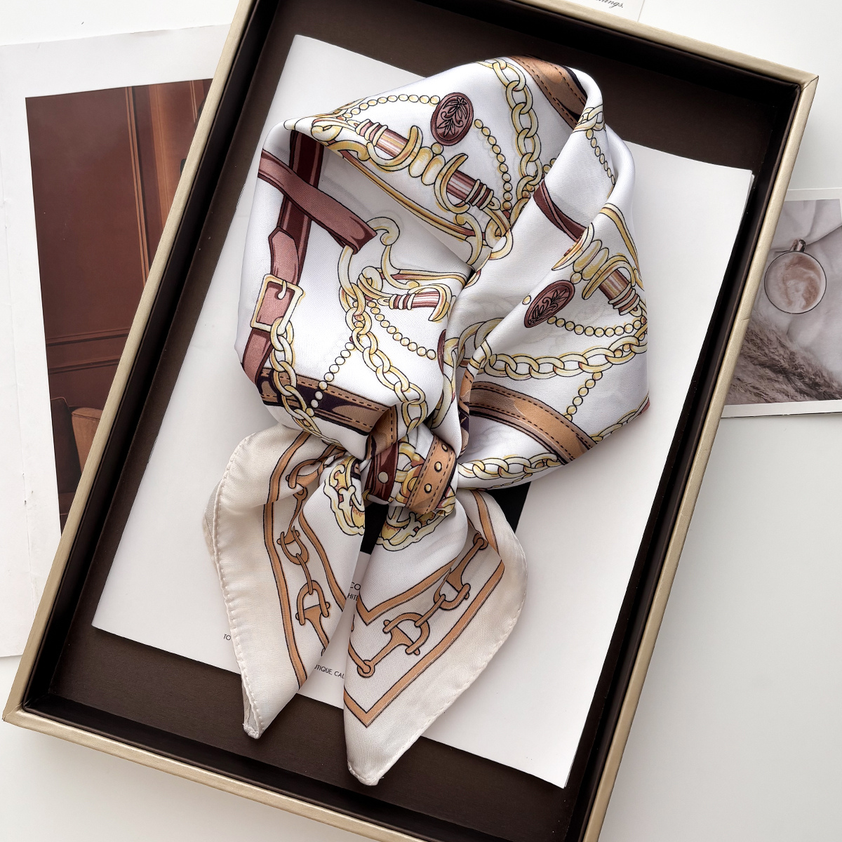 Foulard carré en soie de luxe pour femmes, Foulard imprimé, bandeau en Satin doux, sac à mains, rubans, Foulard, tête, Hijab, bandeau