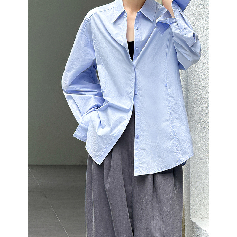 Chemisiers en coton pour femmes, col rabattu, chemisiers de bureau, hauts et chemisiers pour femmes, chemises à la mode, Blusas Roupa Feminina
