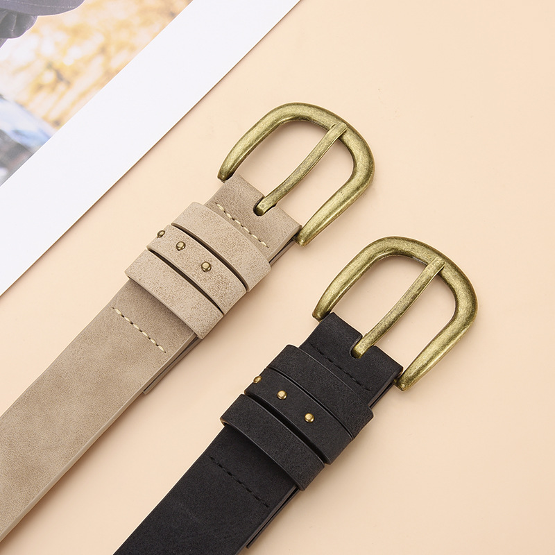 Ceinture à rivets en métal doré pour femmes, accessoires pour jeans décontractés, mode Goth rétro Y2k pour filles, ceinture à boucle ardillon en cuir Pu