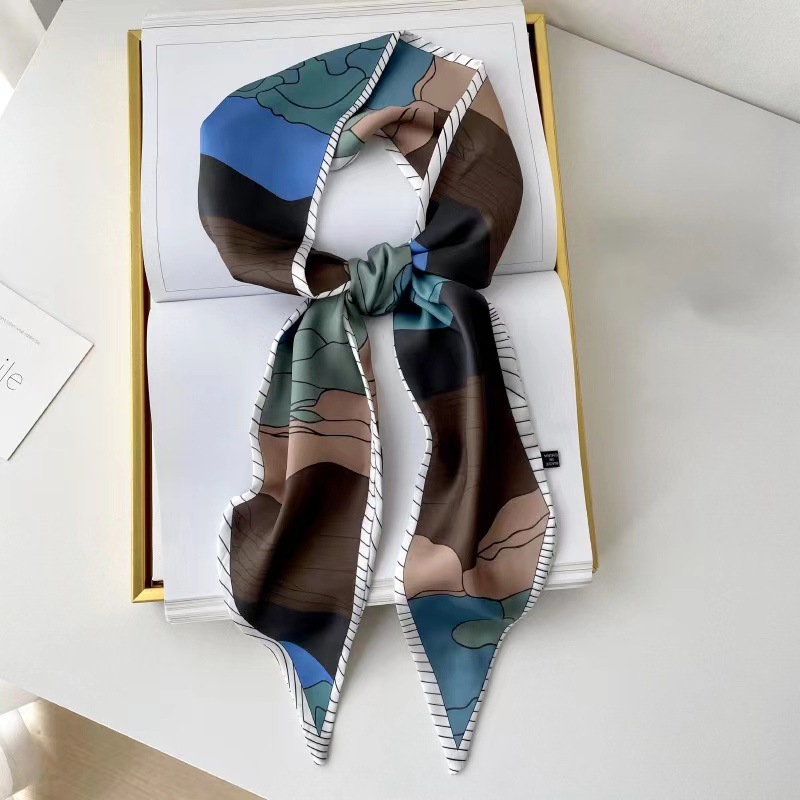 Nouveau Foulard Long en Soie pour Femme, Imprimé Paisley de Luxe, en Satin Doux, utilisable comme Bandeau, Ruban pour Sac à Main, Foulard, Hijab, Foulard de Cou et Bandeau pour la Tête