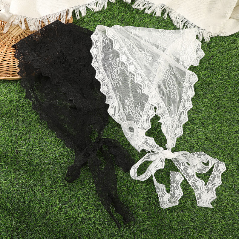 Nouveau foulard triangulaire en dentelle blanc, turban doux en dentelle, bandeau pour photos de voyage, accessoires pour cheveux, idéal pour les femmes