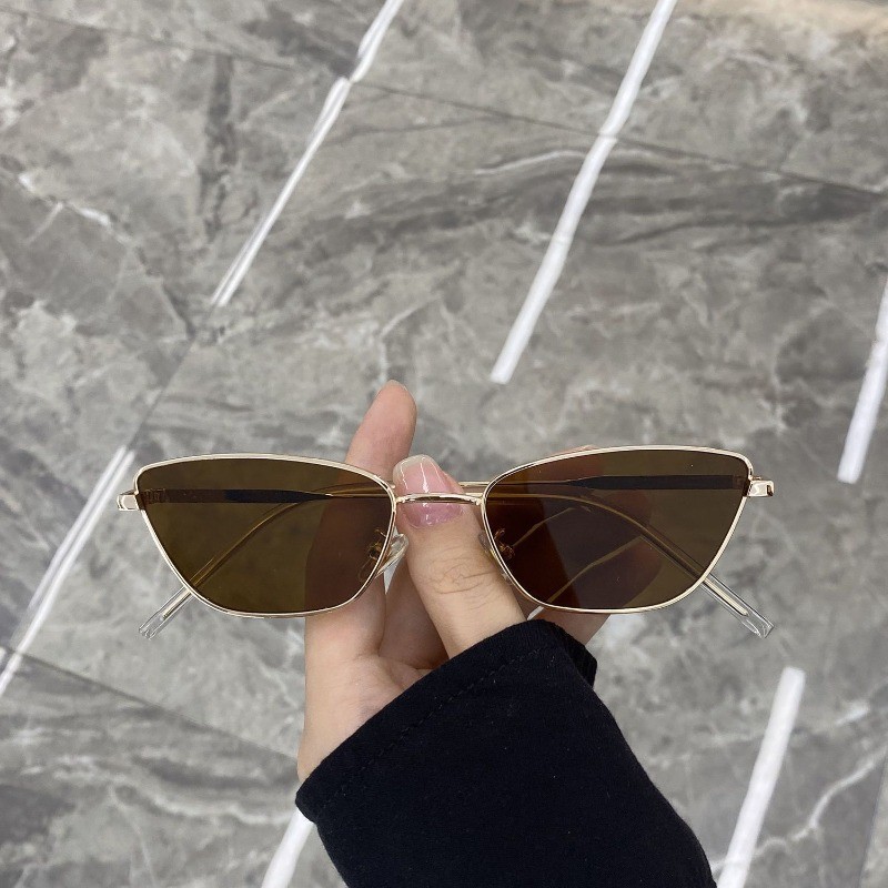 Lunettes de soleil œil de chat pour femmes, classiques, anti-reflets, monture carrée en métal, style vintage, pour la conduite, protection UV400