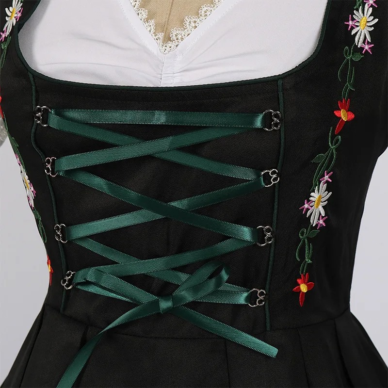 Oktoberfest Dirndl Costume de femme de chambre femmes broderie paysanne tablier dentelle ceinture cravate robe Festival adulte tracht irlandais bavière tenue