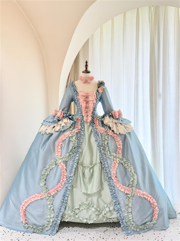 Robe à la Française du XVIIIe siècle, style Rococo, robe Marie-Antoinette, duchesse géorgienne, robe de bal de la Cour royale française pour reconstitution historique
