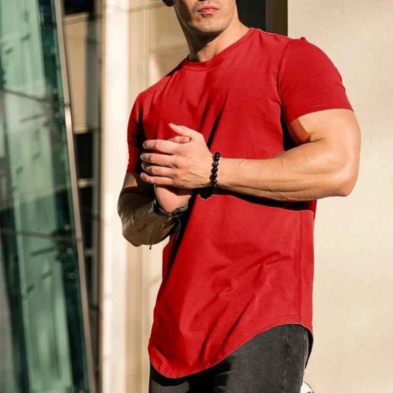 T-shirt de fitness pour hommes, T-shirt d'été à manches courtes pour entraînement athlétique, T-shirt en coton de haute qualité pour hommes, T-shirt de sport pour la salle de sport