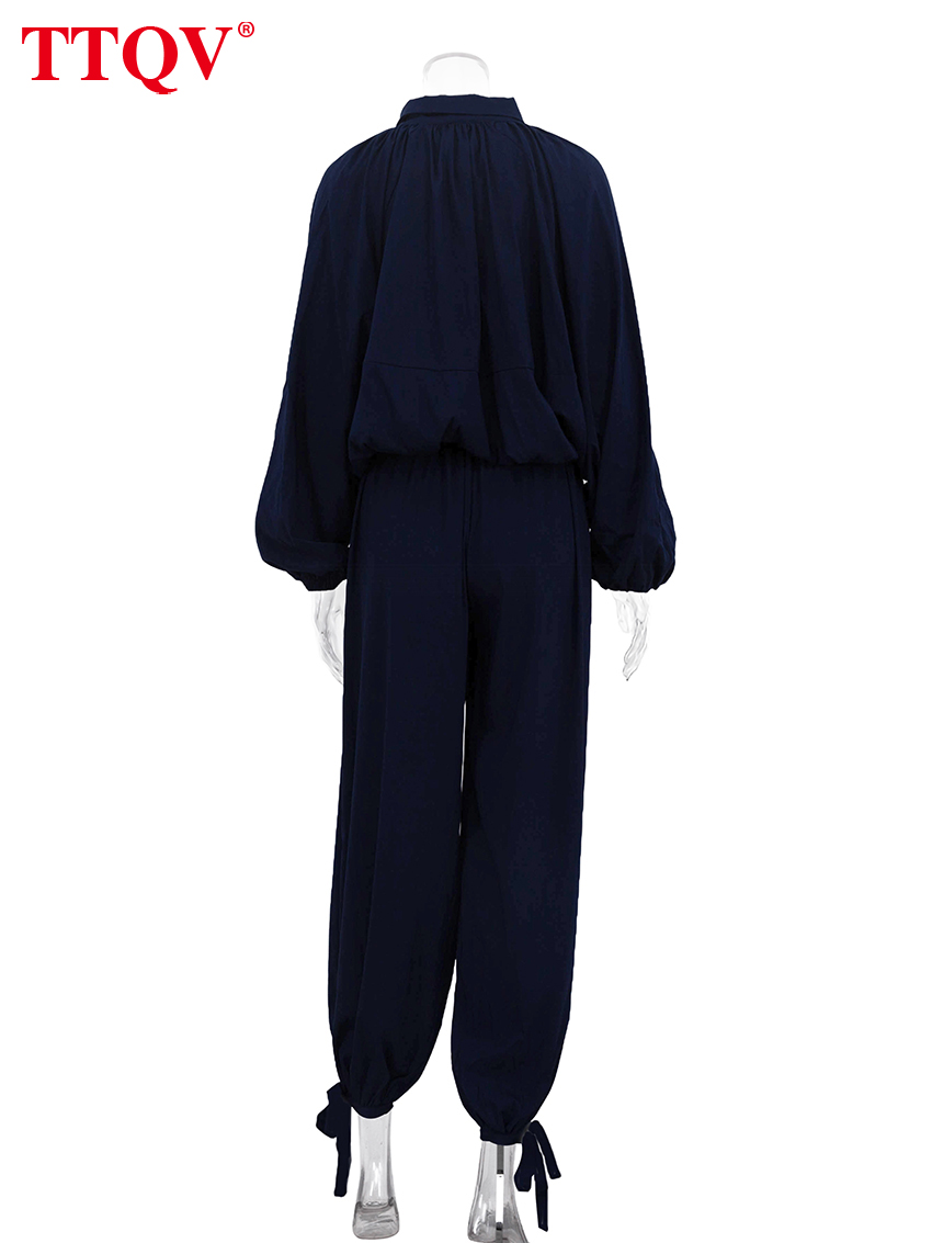 Clacive mode ample noir femmes deux pièces ensemble élégant chemise à manches longues avec taille haute pantalon large ensemble vêtements féminins