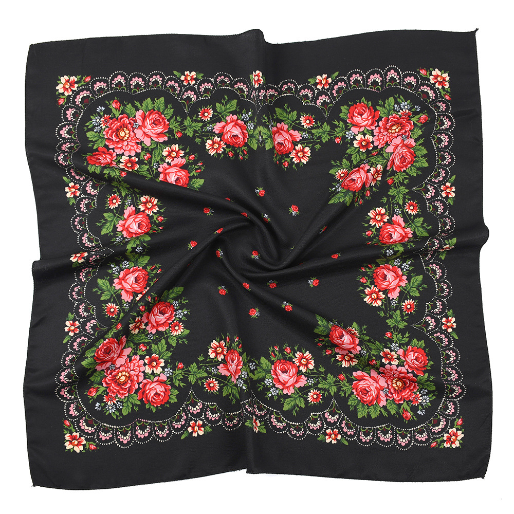 Foulard Bandana imprimé Floral de Style russe 70x70cm, bandeau carré pour femmes, mouchoir Babushka ukrainien, enveloppes de tête