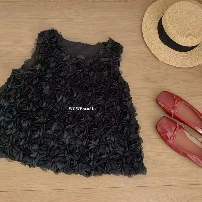 Tempérament sans manches tout-match gilet court été nouvelle couleur unie mignon col rond mode t-shirt hauts doux coréen femmes vêtements