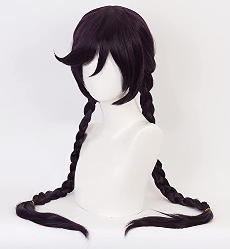 Perruque tressée noire, violette et marron Danganronpa Toko Fukawa pour cosplay, perruque longue résistante à la chaleur pour fête, Dangan Ronpa
